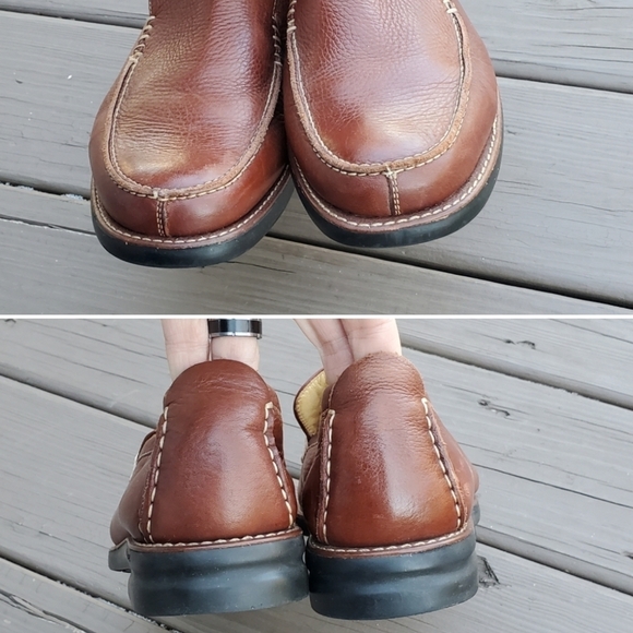 Martin Dingman Brown Pebbled Buffalo Leather Moc‎ Toe Moccasin Driving Loafers